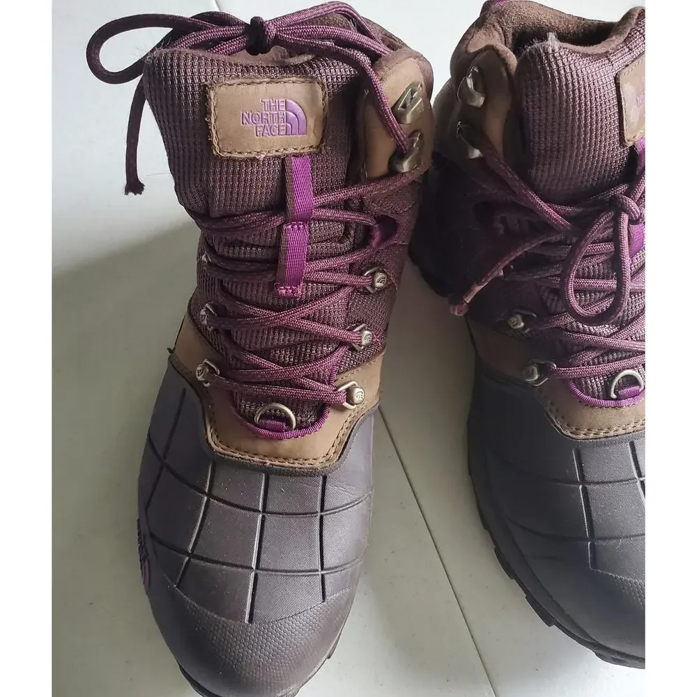 The North Face Womens Brown Purple Primaloft Fall Winter Boots Size 8.5 Quality